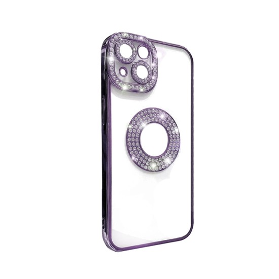 Soft Silicone Case with Diamond Design for Apple iPhone 14 Purple